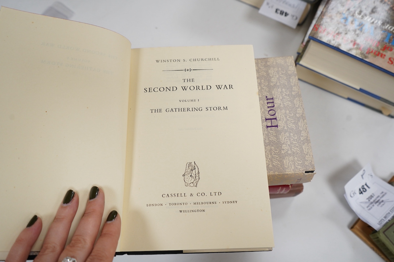 Churchill, Winston S. - The Second World War. 1st editions, 6 vols. num. maps (some folded); publisher's gilt lettered cloth and d/wrappers. 1948-54; sold with 2 other books (8)